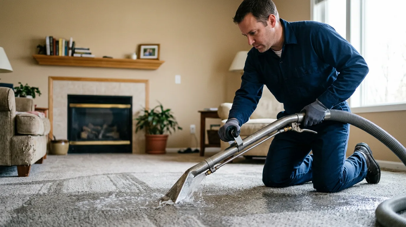 Water damage restoration technician working near Fairview, NC